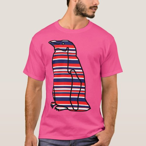 Red and Blue Stripes Penguin T_Shirt