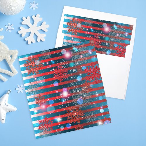 Red And Blue Stripes Snowflakes Sparkles Lights Envelope Liner