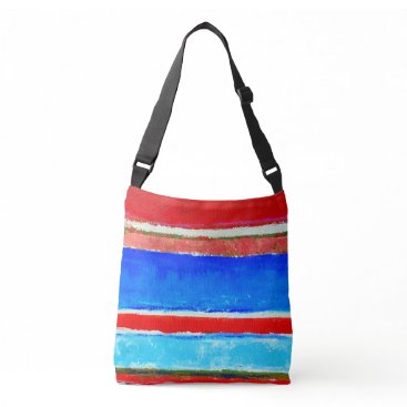 Red and Blue Summer Stripes Crossbody Tote Red and Blue Summer Stripes Crossbody Tote