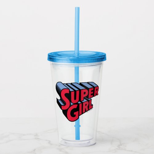 Red and Blue Supergirl Stacked Name Logo Acrylic Tumbler