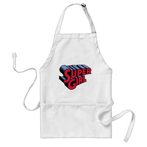 Red and Blue Supergirl Stacked Name Logo Adult Apron