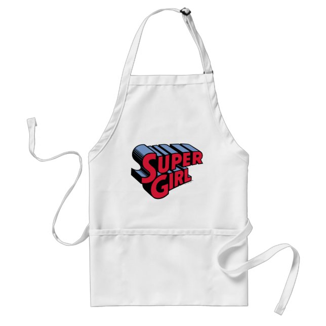 Red and Blue Supergirl Stacked Name Logo Adult Apron (Front)