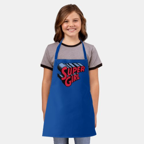 Red and Blue Supergirl Stacked Name Logo Apron