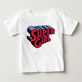 Red and Blue Supergirl Stacked Name Logo Baby T-Shirt