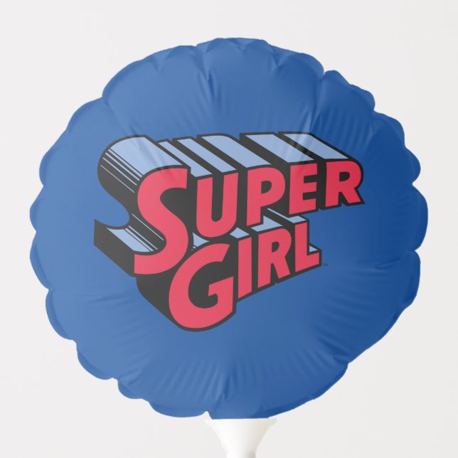 Red and Blue Supergirl Stacked Name Logo Balloon (Front)