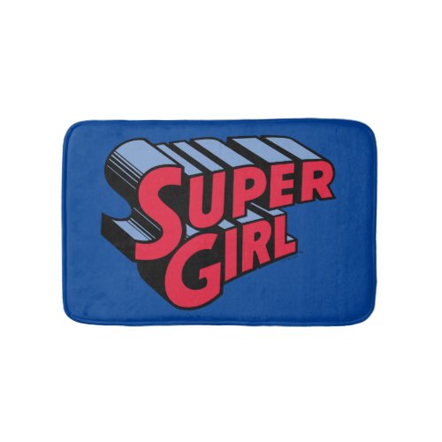 Red and Blue Supergirl Stacked Name Logo Bath Mat
