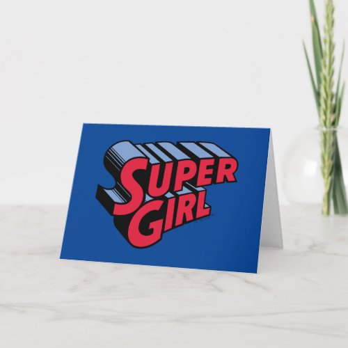 Red and Blue Supergirl Stacked Name Logo Card