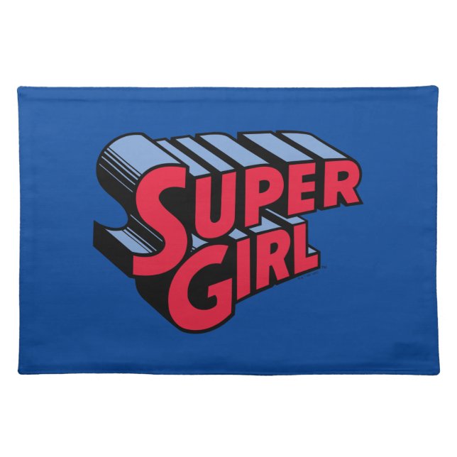 Red and Blue Supergirl Stacked Name Logo Cloth Placemat (Front)