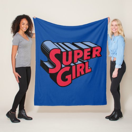Red and Blue Supergirl Stacked Name Logo Fleece Blanket