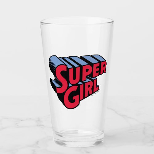 Red and Blue Supergirl Stacked Name Logo Glass