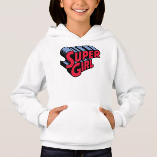 Red and Blue Supergirl Stacked Name Logo Hoodie