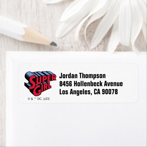 Red and Blue Supergirl Stacked Name Logo Label