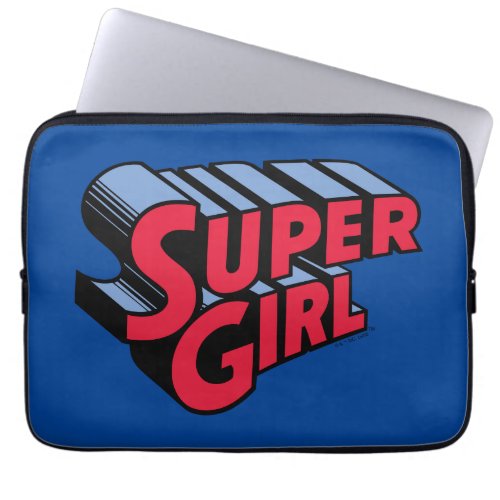 Red and Blue Supergirl Stacked Name Logo Laptop Sleeve