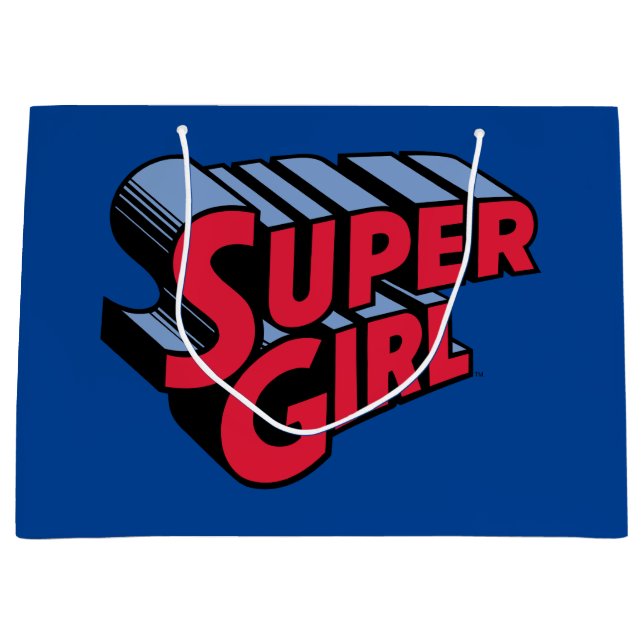 Red and Blue Supergirl Stacked Name Logo Large Gift Bag (Front)