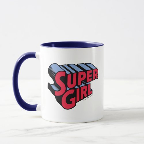 Red and Blue Supergirl Stacked Name Logo Mug