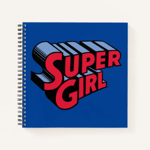 Red and Blue Supergirl Stacked Name Logo Notebook