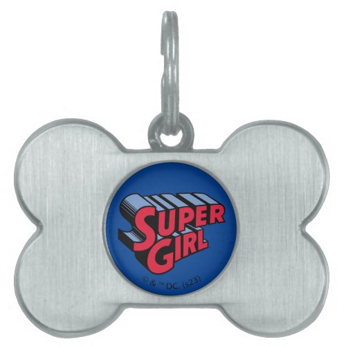Red and Blue Supergirl Stacked Name Logo Pet ID Tag