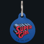 Red and Blue Supergirl Stacked Name Logo Pet ID Tag<br><div class="desc">Supergirl | Check out this vintage Supergirl stacked name logo in red and blue!</div>
