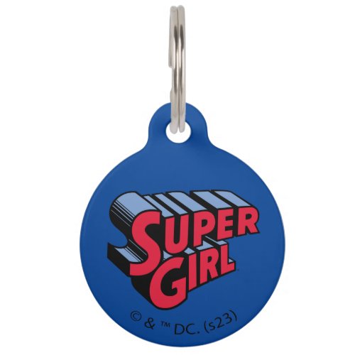 Red and Blue Supergirl Stacked Name Logo Pet ID Tag