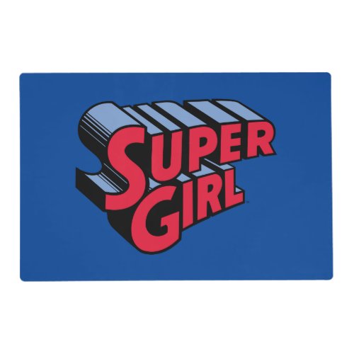Red and Blue Supergirl Stacked Name Logo Placemat