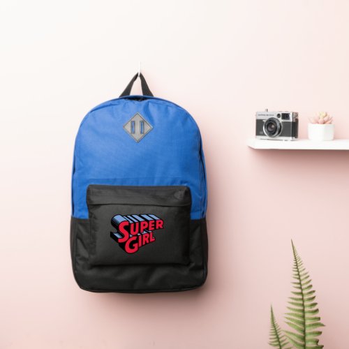 Red and Blue Supergirl Stacked Name Logo Port Authority Backpack