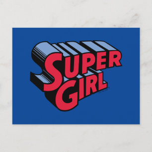 Red and Blue Supergirl Stacked Name Logo Postcard