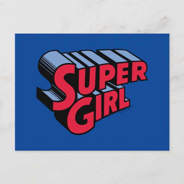 Red and Blue Supergirl Stacked Name Logo Postcard (Front)