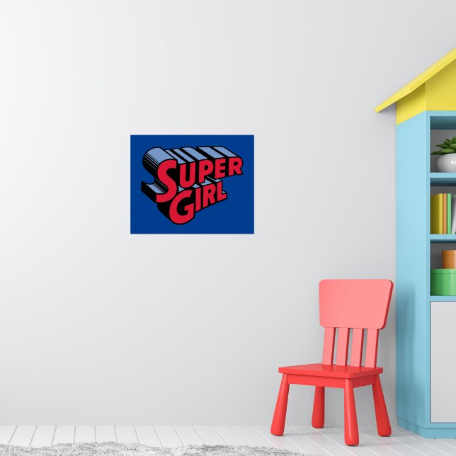 Red and Blue Supergirl Stacked Name Logo Poster (Nursery 1)