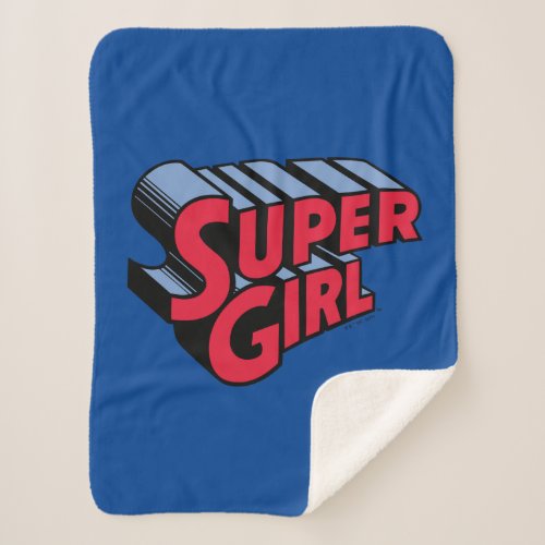 Red and Blue Supergirl Stacked Name Logo Sherpa Blanket
