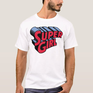Red and Blue Supergirl Stacked Name Logo T-Shirt