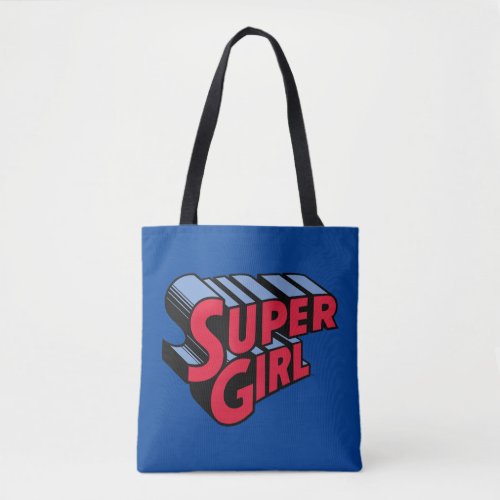 Red and Blue Supergirl Stacked Name Logo Tote Bag