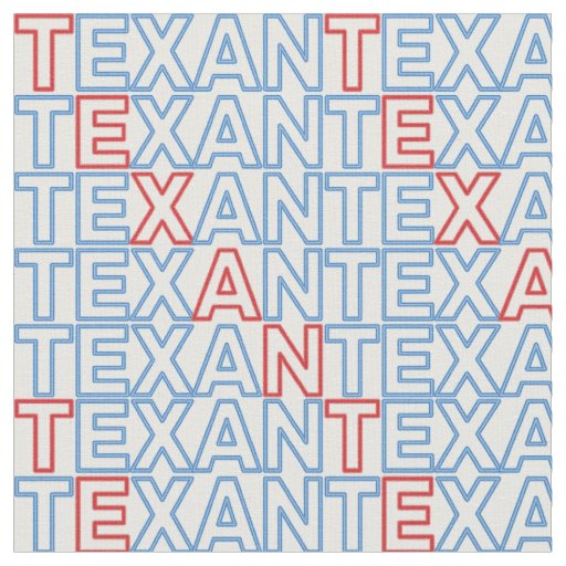 Red and Blue TEXAN Neon on White Fabric