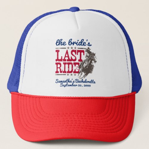 Red and Blue The Brides Last Ride Trucker Hat