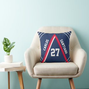 Red and Blue throw pillow