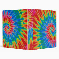 Artsy Summer Navy Blue Colorful Tie Dye 3 Ring Binder