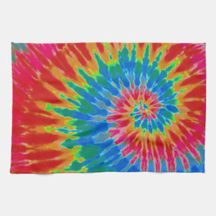 Red and Blue Tie Dye Kitchen Towel