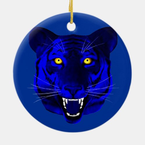 Red And Blue Tiger Ceramic Ornament