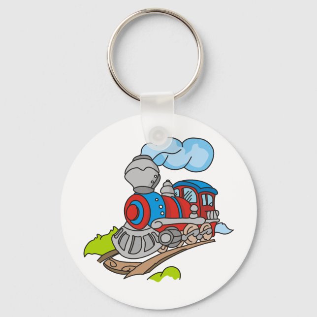 Red and Blue Train Keychain (Front)