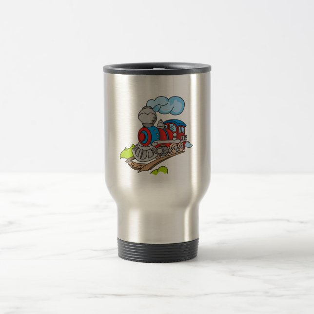 Red and Blue Train Tshirts and Gifts Travel Mug (Center)