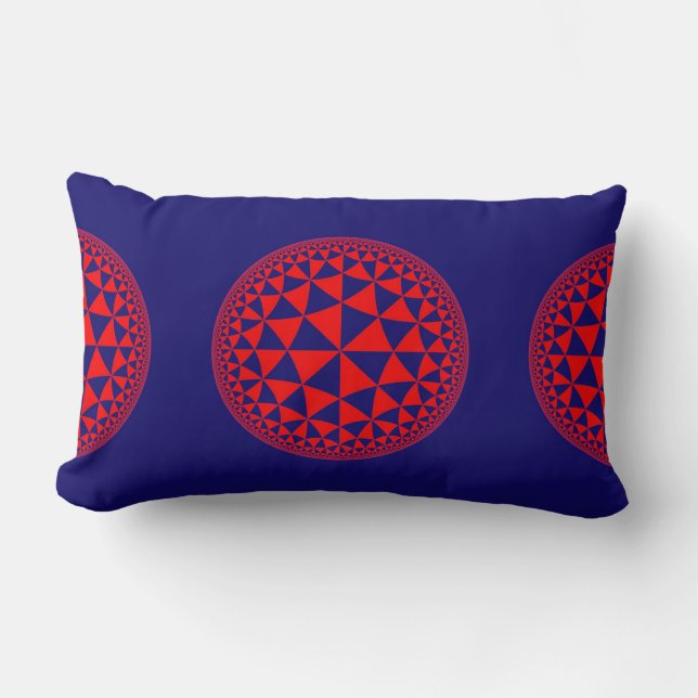 Red and Blue Triangle Filled Mandala Lumbar Pillow (Front)