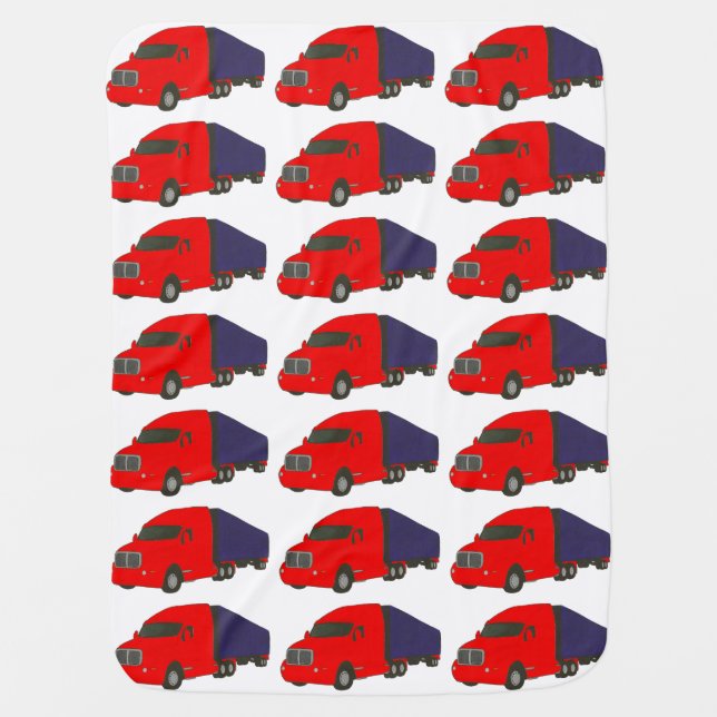 Red and Blue Trucks Baby Blankets (Front)