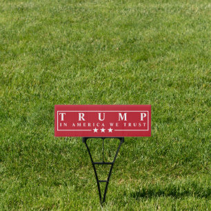 Red and Blue Trump 2020 In America We Trust Sign