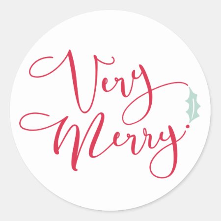"red And Blue Very Merry Classic Round Sticker