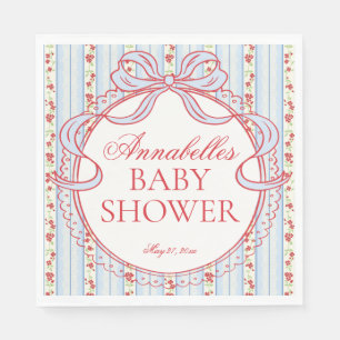 Red and Blue Vintage Fancy Floral Baby Shower Napkins