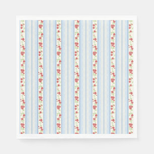 Red and Blue Vintage Fancy Floral Party Dessert Napkins