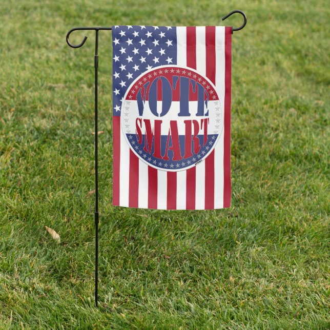 Red and Blue VOTE SMART Garden Flag (In SItu)