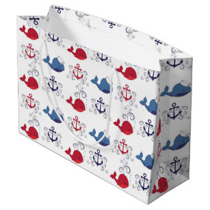 Red Anchor Gift Bags Zazzle Red And Blue Whales Anchor Large Gift Bag