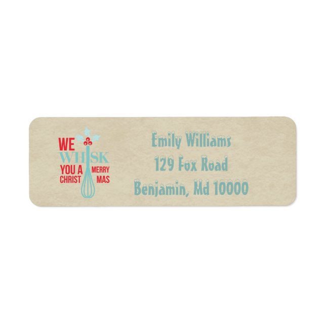 Red and Blue Whisk You a Merry Christmas Label (Front)