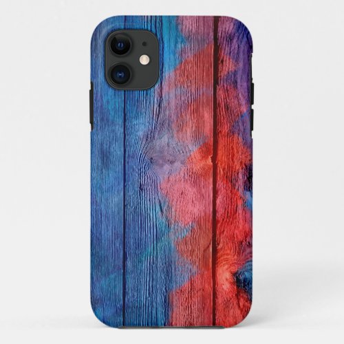 Red and Blue Wood Vintage iPhone 11 Case