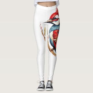 Red and Blue Woodpecker Leggings